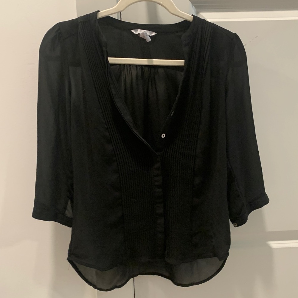 H&M - black half sleeve blouse with buttons, size 4, in perfect condition